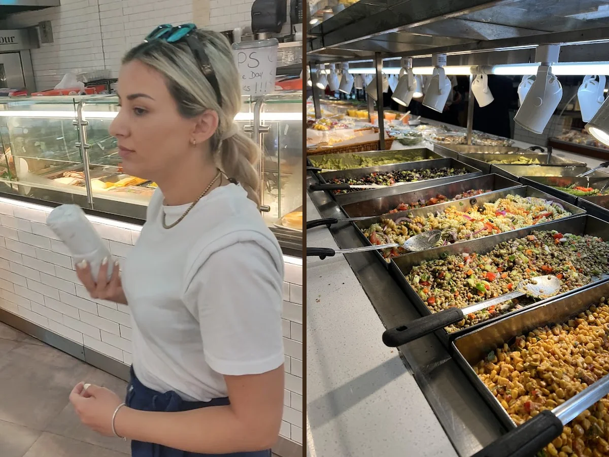 Buffet counter with prepared food trays