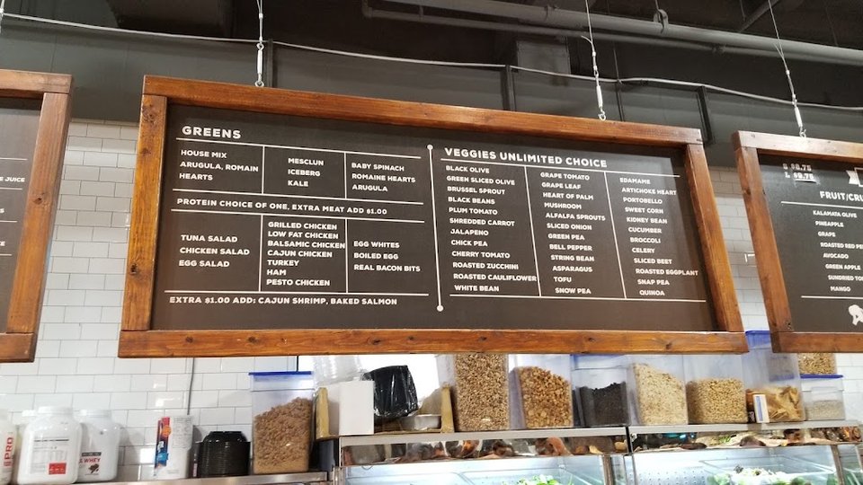 Menu board listing panini and flat bread