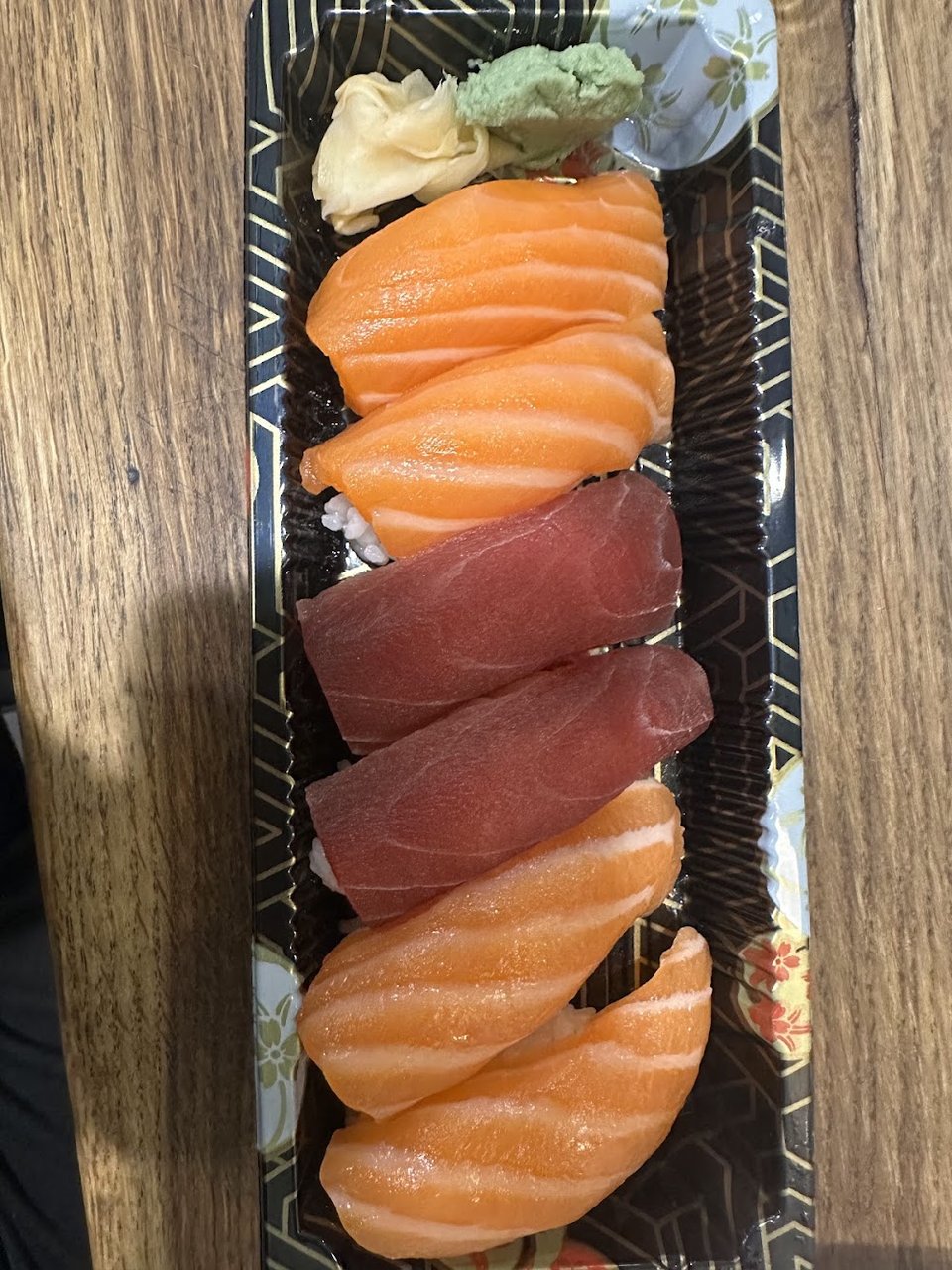 Salmon and Tuna Nigiri with Wasabi